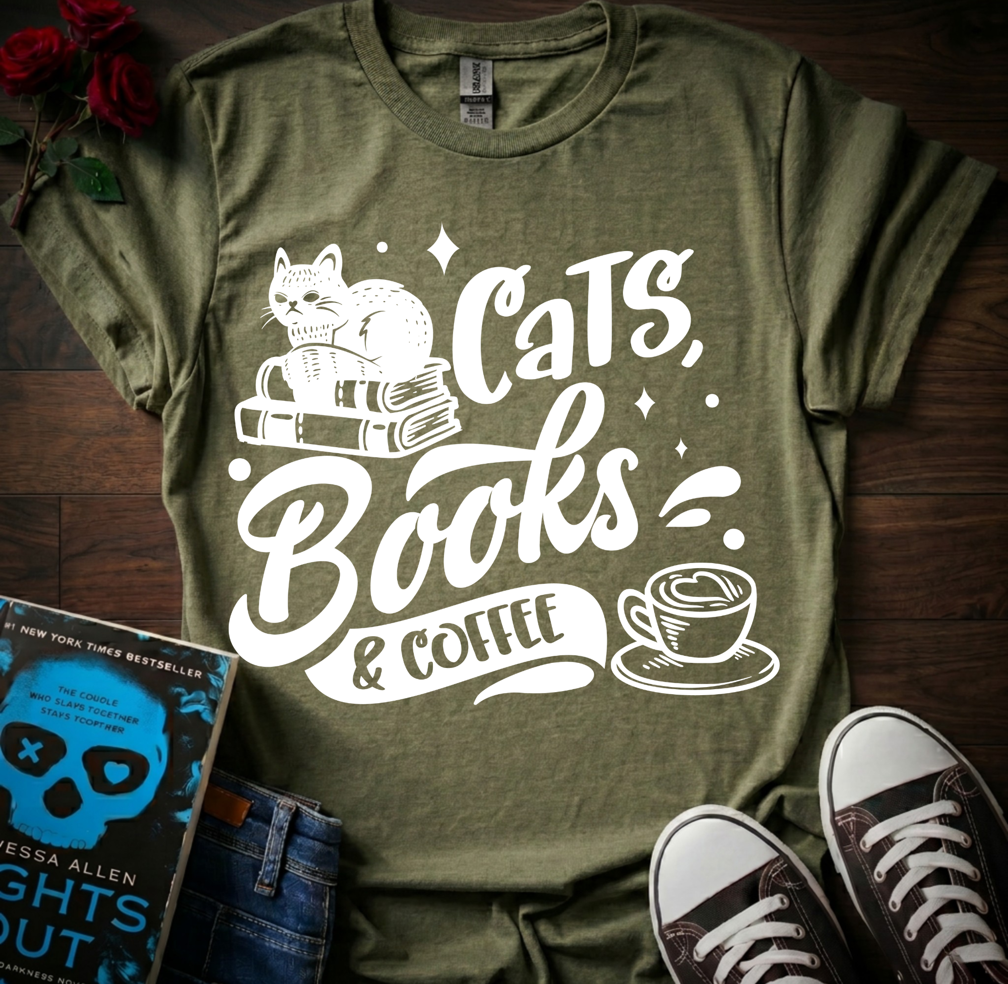 Cats Books & Coffee T-Shirt