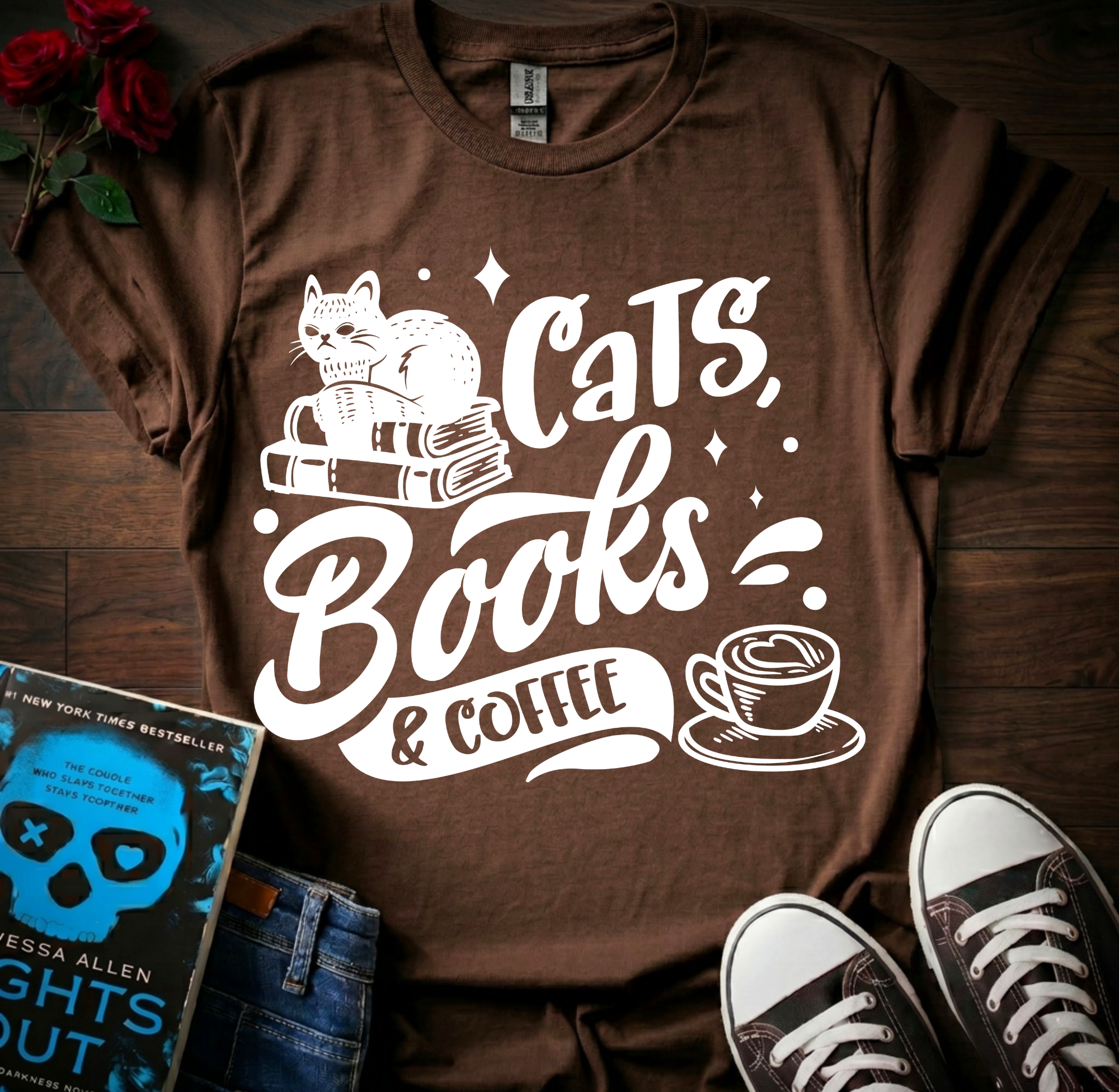 Cats Books & Coffee T-Shirt