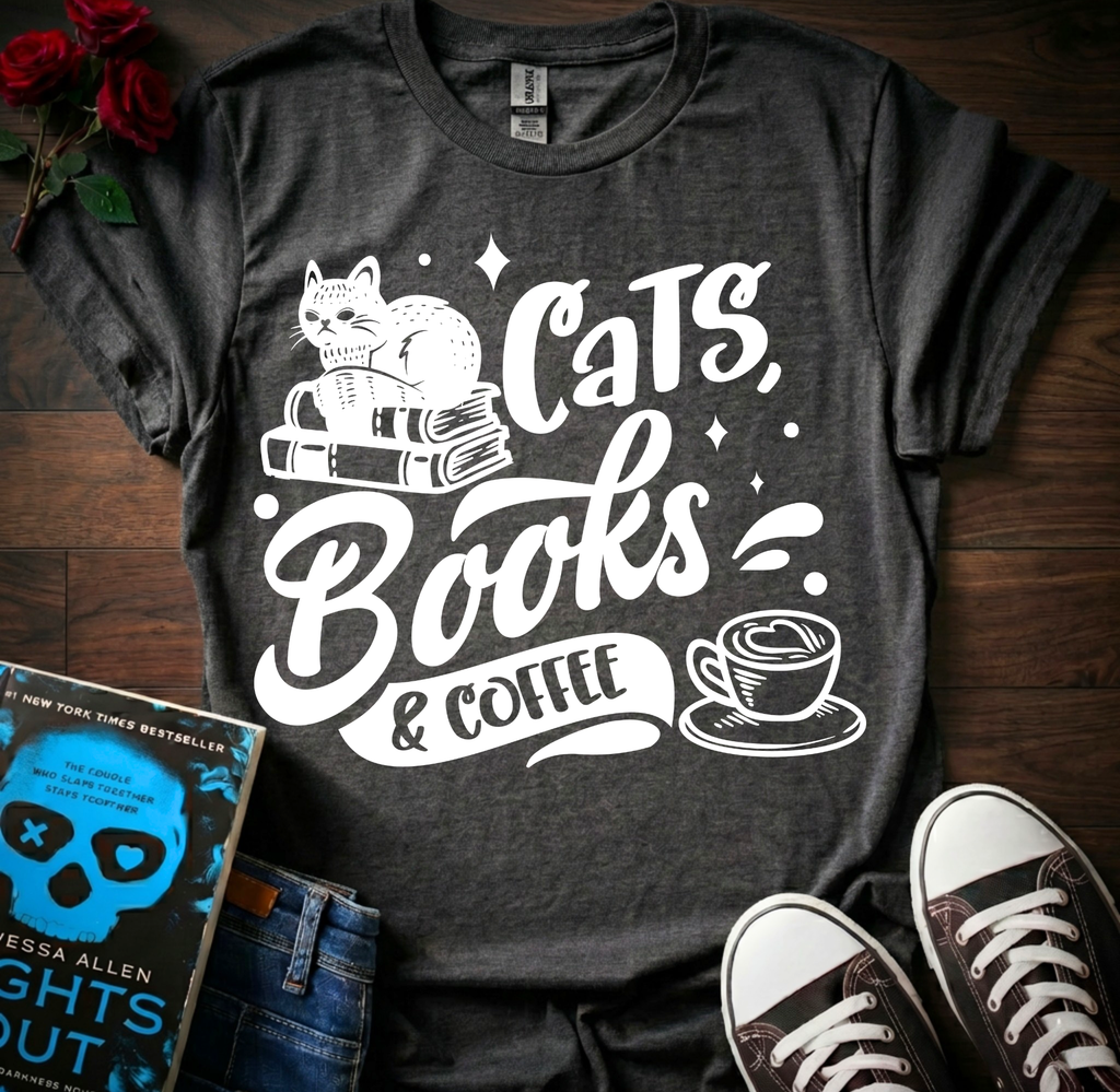 Cats Books & Coffee T-Shirt
