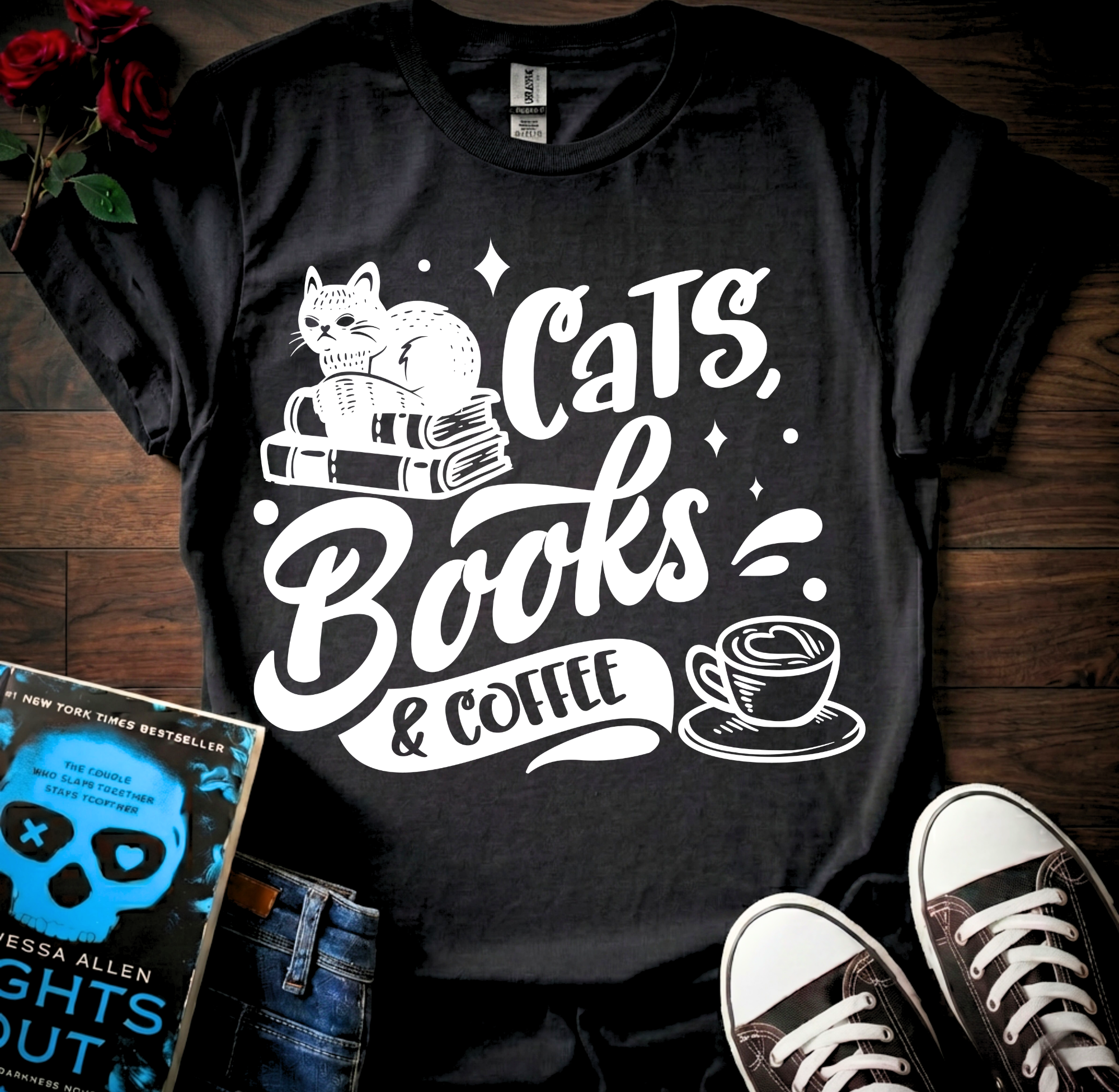 Cats Books & Coffee T-Shirt