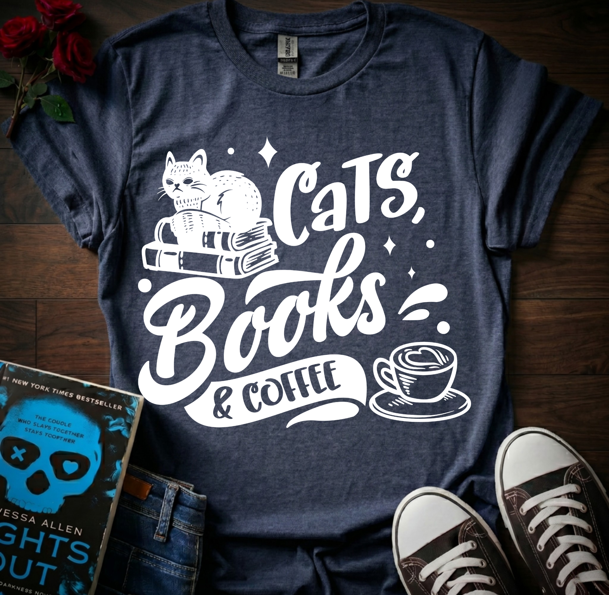 Cats Books & Coffee T-Shirt