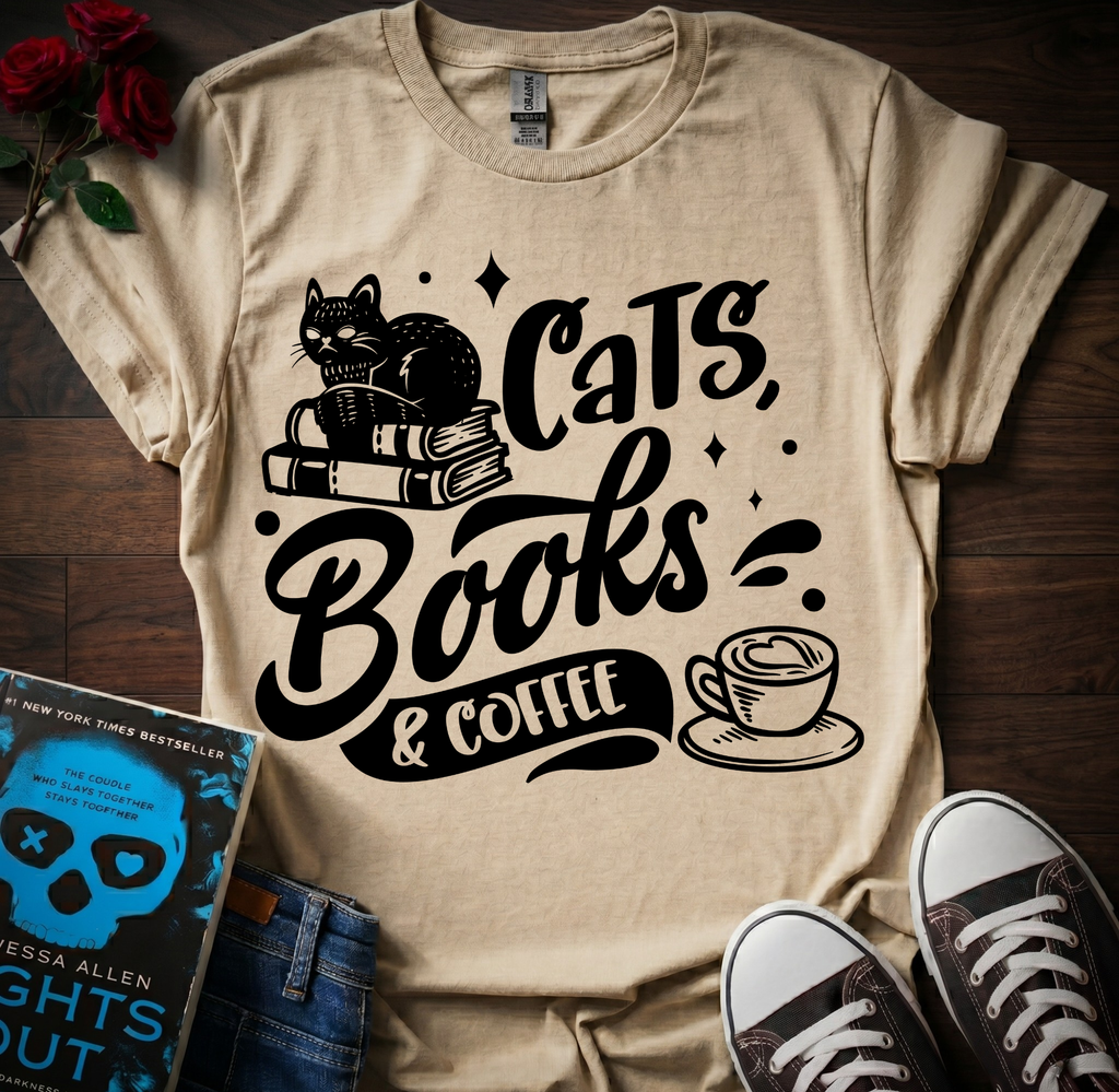 Cats Books & Coffee T-Shirt