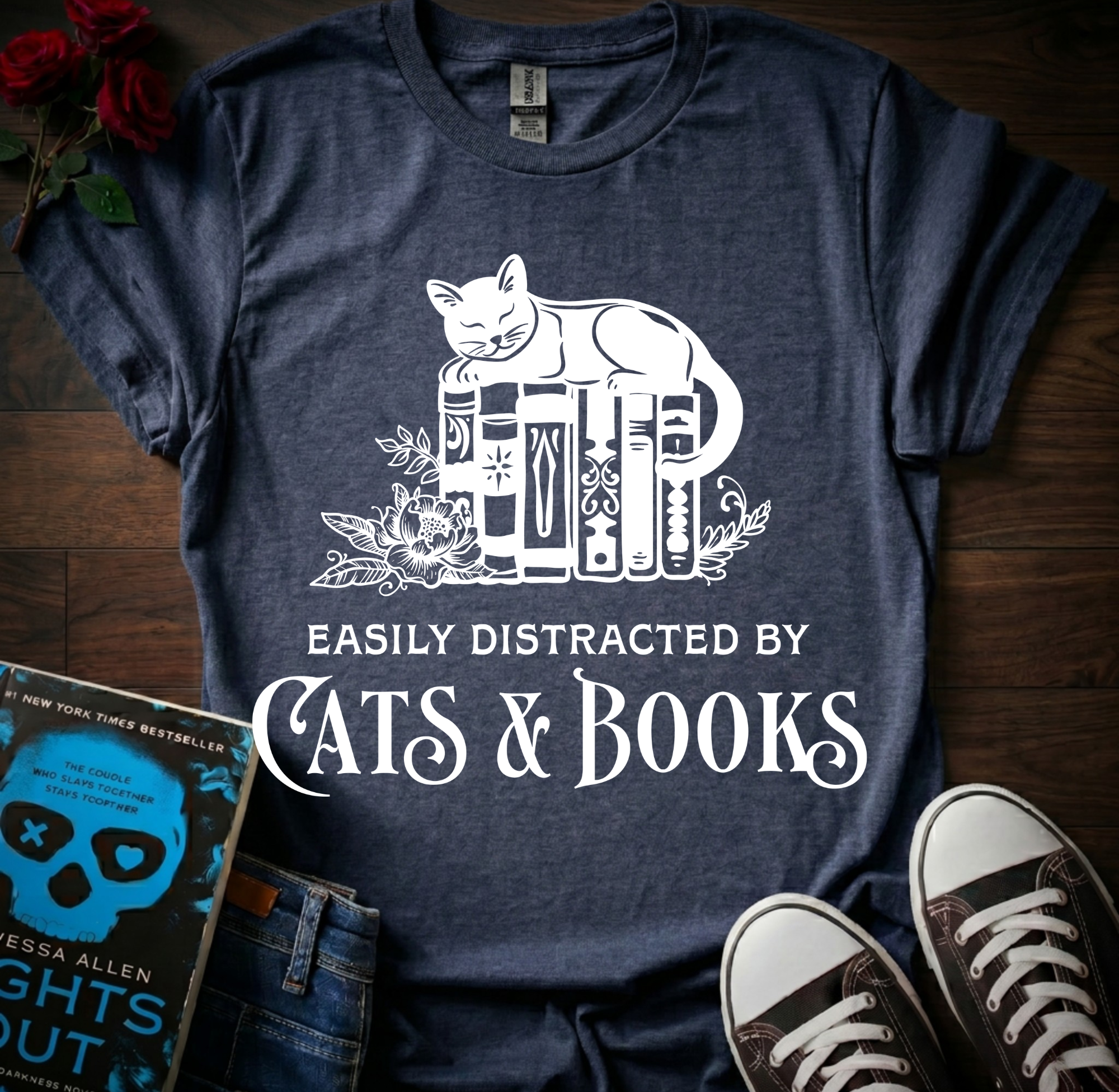 Distracted By Cats & Books T-Shirt
