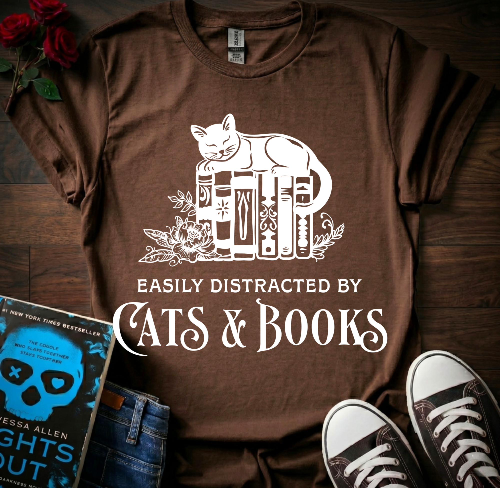 Distracted By Cats & Books T-Shirt