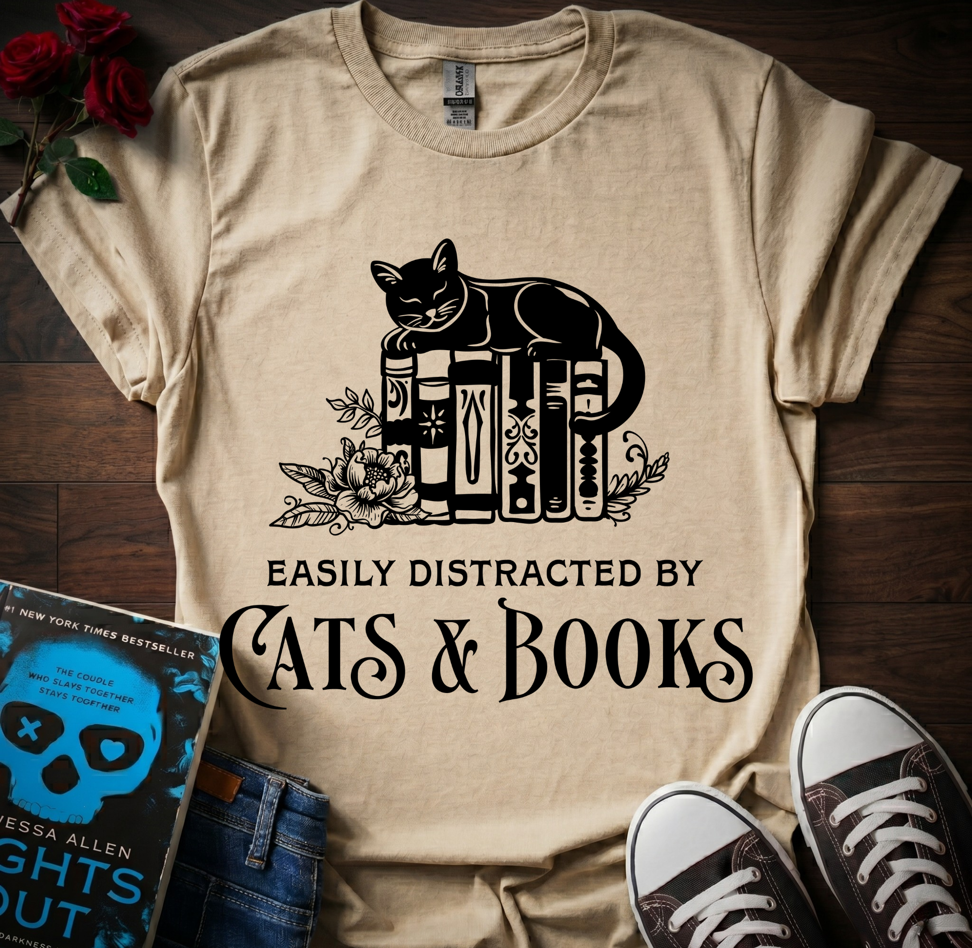 Distracted By Cats & Books T-Shirt
