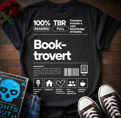 Booktrovert T-Shirt (Front & Back Prints)