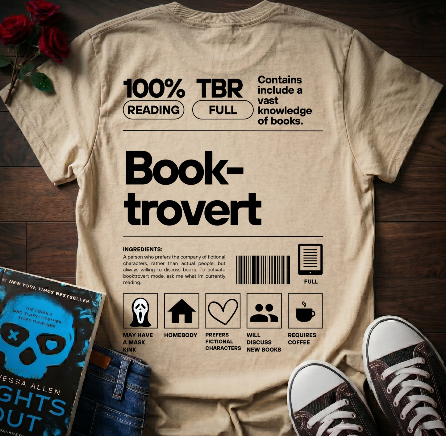 Booktrovert T-Shirt (Front & Back Prints)